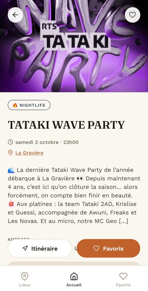 La fiche d'une soirée